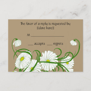 Vintage White Gerber Daisy Flowers Wedding Set RSVP Card