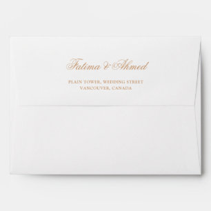 Vintage White Gold Muslim Wedding Return Address Envelope