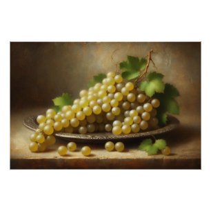 Vintage White Grapes Still Life Poster