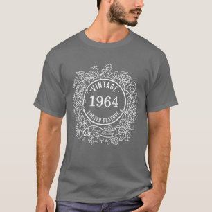 Vintage White Grapevine Wine Stamp, Add Birth Year T-Shirt