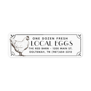 Vintage White Hen Egg Carton Return Address Label 