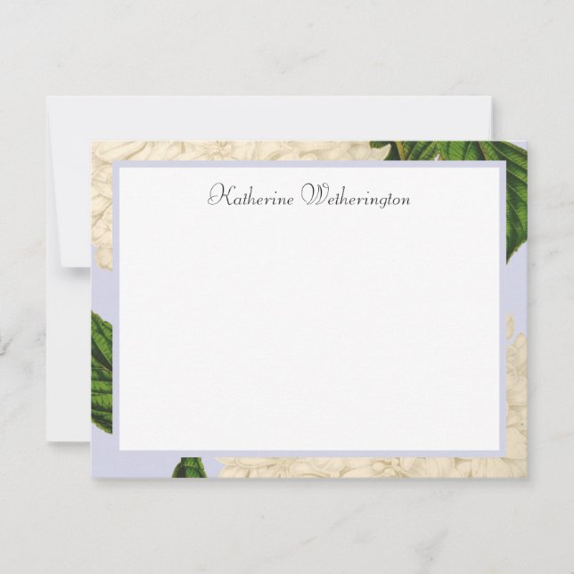 Vintage White Hydrangea Personalised Note Cards (Front)