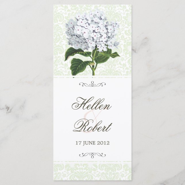 Vintage White Hydrangea Wedding Ceremony Program Programme (Front)