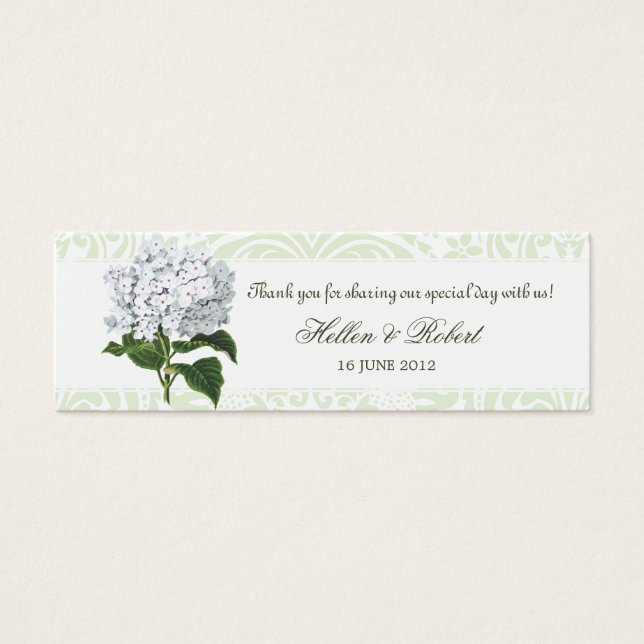 Vintage White Hydrangea Wedding Favour Tag (Front)