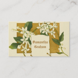 Vintage white jasmine flowers custom floral business card
