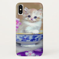 Vintage White Kitten Illustration