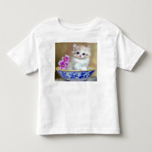 Vintage White Kitten Illustration Toddler T-Shirt
