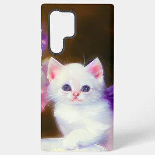 Vintage White Kitten with Purple Ribbon Samsung Galaxy Case