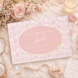 Vintage White Lace Blush Pink Letters to The Bride Guest Book
