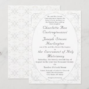 Vintage White Lace Catholic Wedding Invitation