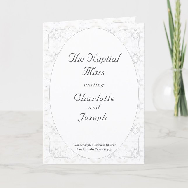 Vintage White Lace Catholic Wedding Program Programme (Creator Uploaded)
