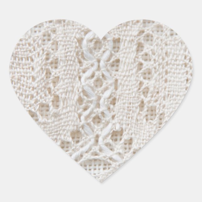 Vintage white lace heart sticker (Front)