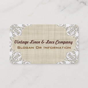Vintage White Lace & Linen Business Cards