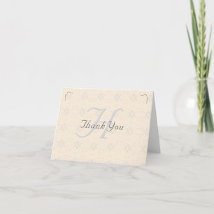 Vintage White Lace Monogrammed Thank You Card