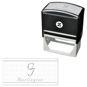 Vintage White Lace Monogrammed Wedding Self-inking Stamp
