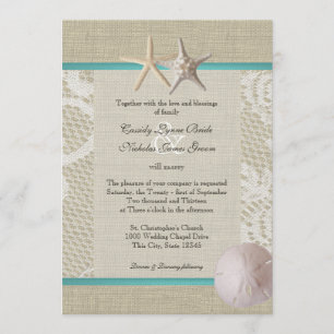 Vintage White Lace Ocean Romance Invitation