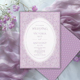 Vintage White Lace Purple Vintage Wedding Invitation