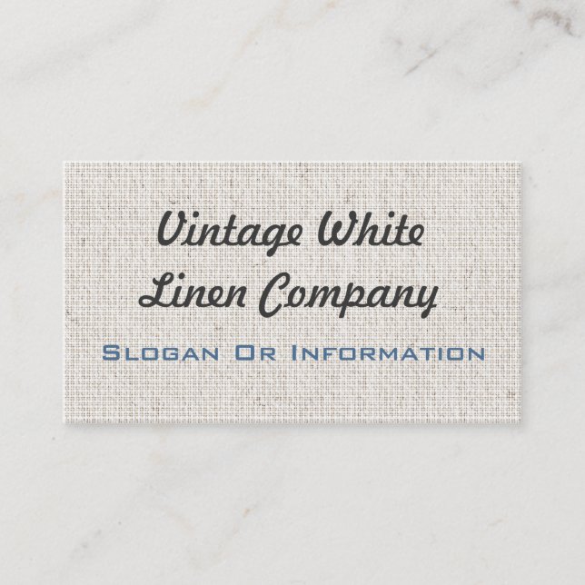Vintage White Linen Business Cards (Front)