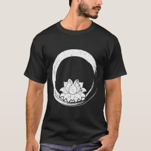 Vintage White Lotus Flower With Zen Circle T-Shirt