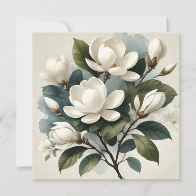 Vintage White Magnolia Botanical  (Front)
