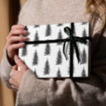 Vintage white minimalistic spruce merry christmas wrapping paper<br><div class="desc">A black and white,  modern and minimalistic christmas wrapping paper with a vintage illustration of a norwegian spruce christmas tree.</div>