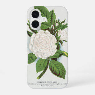 Vintage White Moss Rose Cottagecore Botanical Art iPhone 16 Case