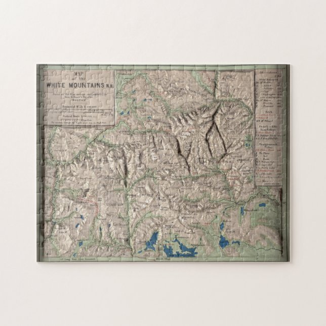 Vintage White Mountains Physical Map (1872) Jigsaw Puzzle (Horizontal)
