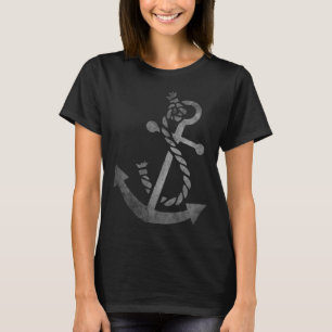 Vintage White nautical anchor boat deep sea ocean T-Shirt