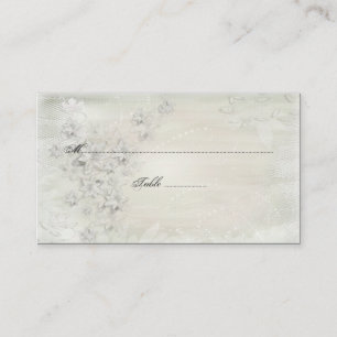 Vintage White on White Floral Place Cards