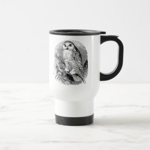 Vintage White Owl Bird Personalised Owls Birds Travel Mug