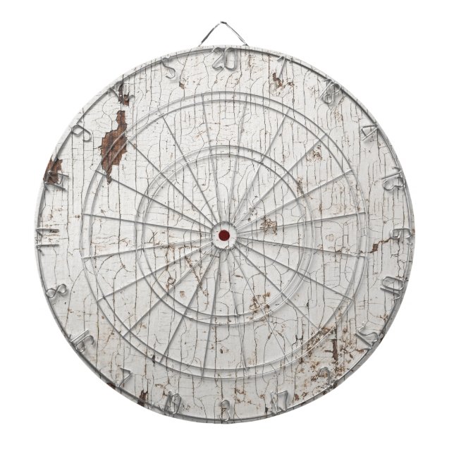 Vintage White Painted Wood Dartboard (Front)