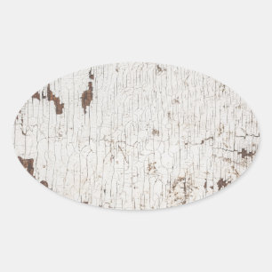 Vintage White Painted Wood Oval Sticker