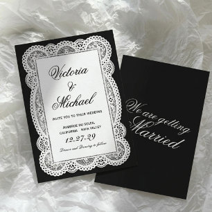 Vintage White Paper Lace Romantic Chic Wedding Invitation