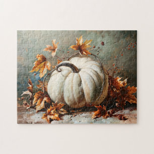 Vintage White Pumpkin Painting Jigsaw Puzzle