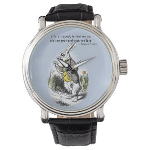 Vintage White Rabbit Age of Wisdom Quote Watch