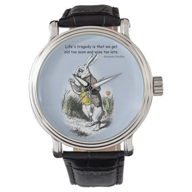 Vintage White Rabbit Age of Wisdom Quote Watch (Front)