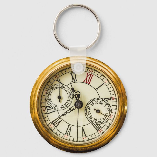 Vintage White Rabbit Ancient steampunk Watch Key Ring (Front)