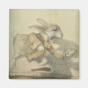 Vintage White Rabbit Illustration Magnet