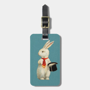Vintage White Rabbit Luggage Tag