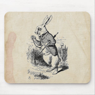 Vintage White Rabbit Mouse Mat
