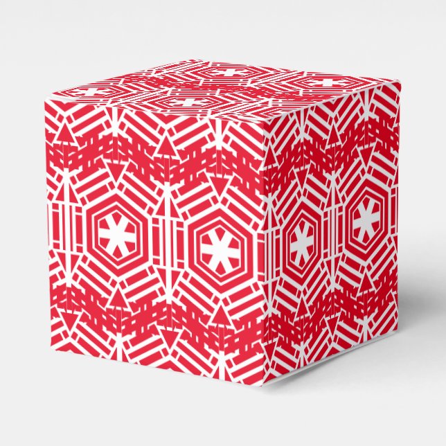 Vintage white red festive pattern Christmas gift Favour Box (Front Side)