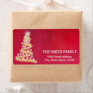 Vintage White Red Glitter Christmas Tree Holiday