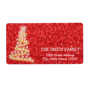 Vintage White Red Glitter Christmas Tree Holiday