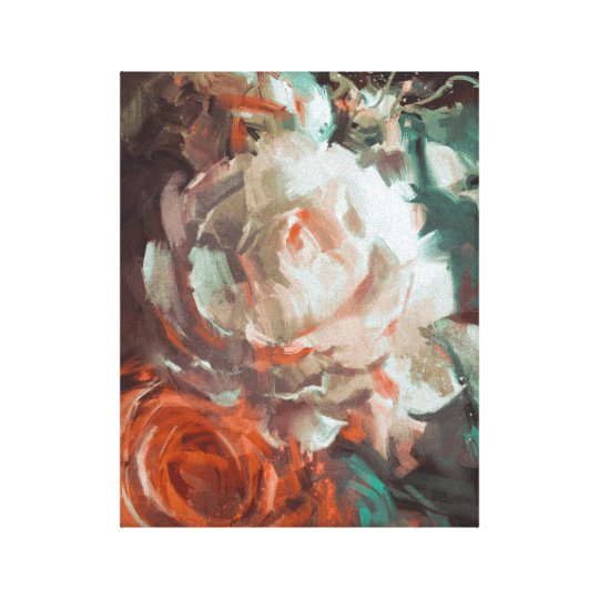 Vintage White Red Rose Bouquet Oil Painting Canvas Print Zazzle