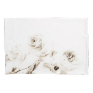 Vintage white rose flower pillowcase