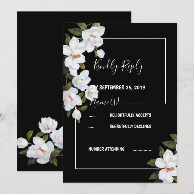 Vintage White Rose RSVP Invitation (Front/Back)