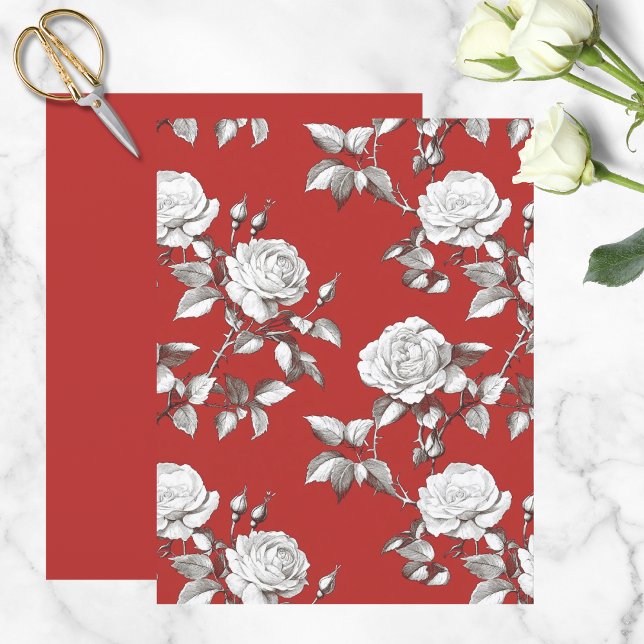 Vintage White Rose Scrapbook Paper (Creator Uploaded)