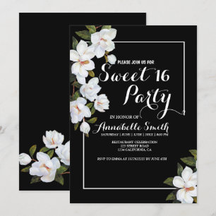 Vintage White Rose sweet 16 Invitation