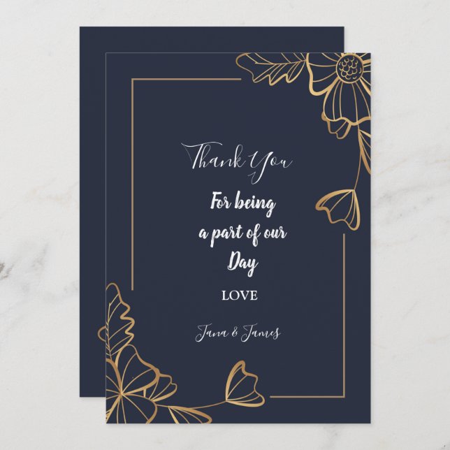 Vintage White Rose thank you Invitation (Front/Back)