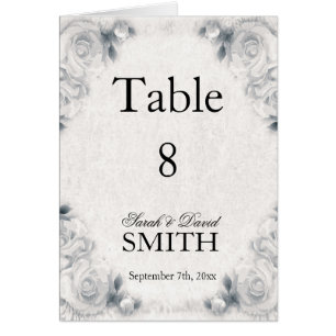 Vintage White Rose Wedding Table Numbers